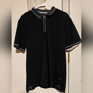 DKNY Men's Black Polo with White Accents